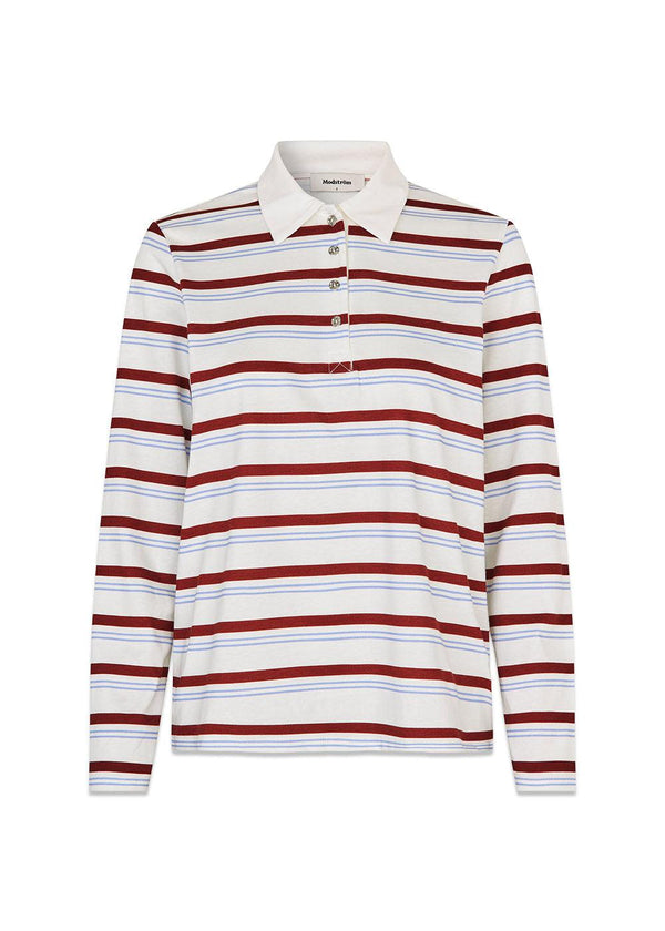 Hellenmd LS gestreepte polo - Andorra Blue Stripe-T-shirts-Modström-Butler Loftet