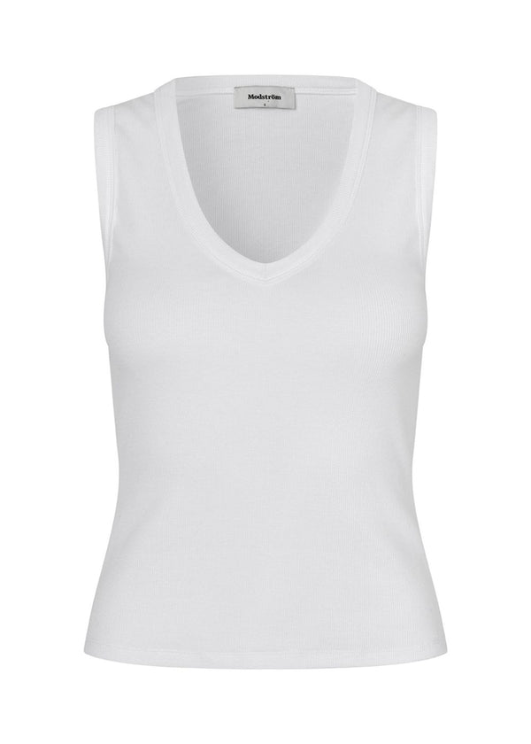 Igormd top met v-hals - Off White-Top-Modström-Butler Loftet