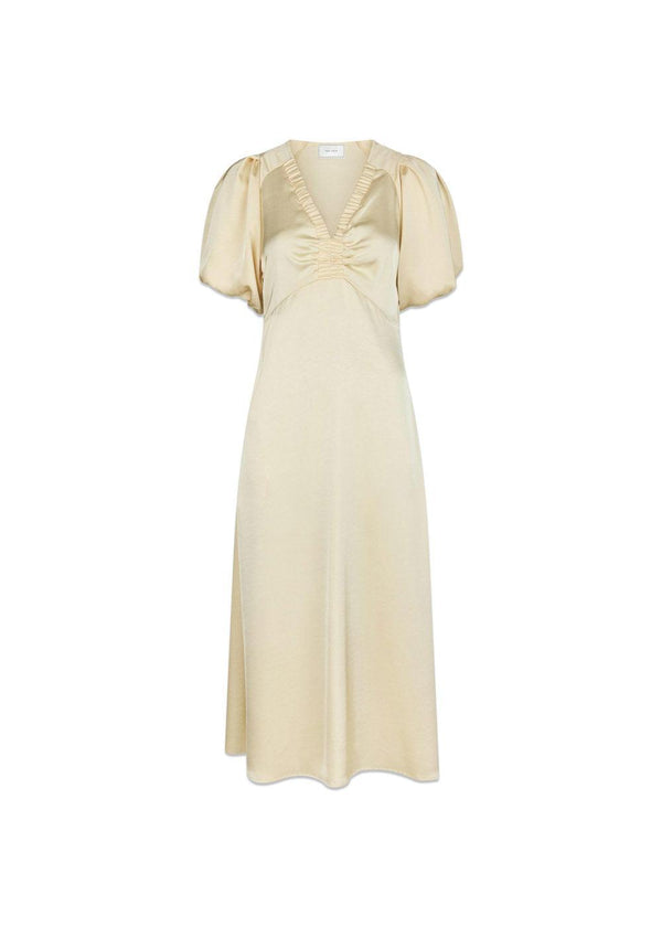 Illana Heavy Sateen Dress - Light Yellow-Dress-Neo Noir-Butler Loftet