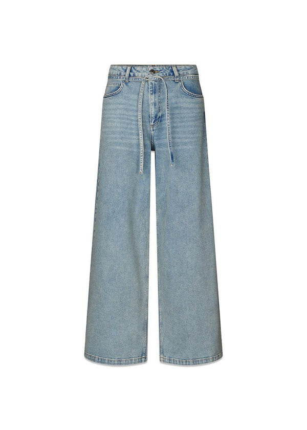 Isoldemd effen broek - Blauw Beige Wash-Jeans-Modström-Butler Loftet