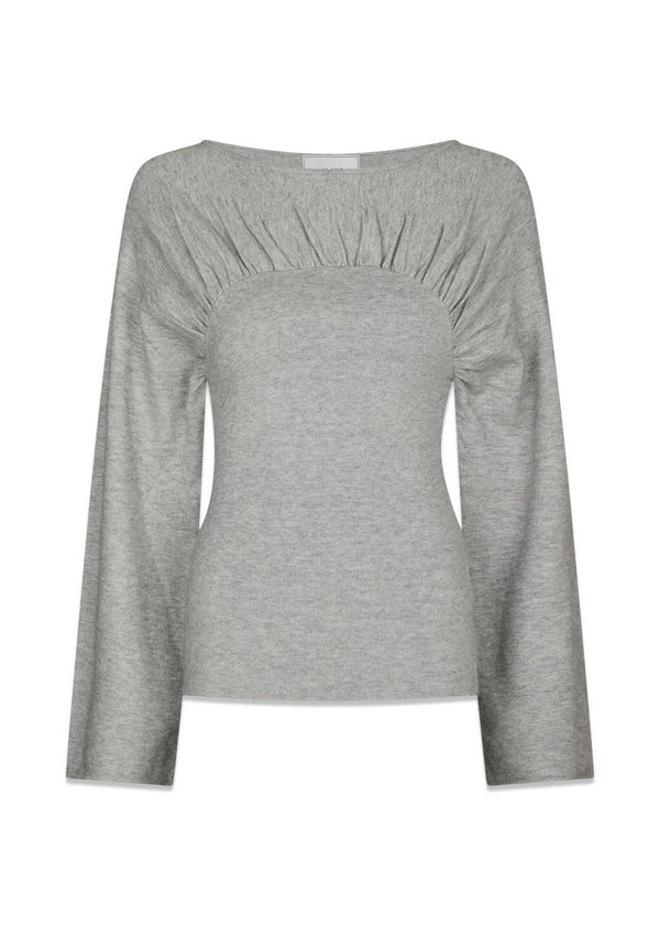 Kaiba Gebreide Blouse - Lichtgrijs Mêlee-Knitwear-Neo Noir-Butler Loftet