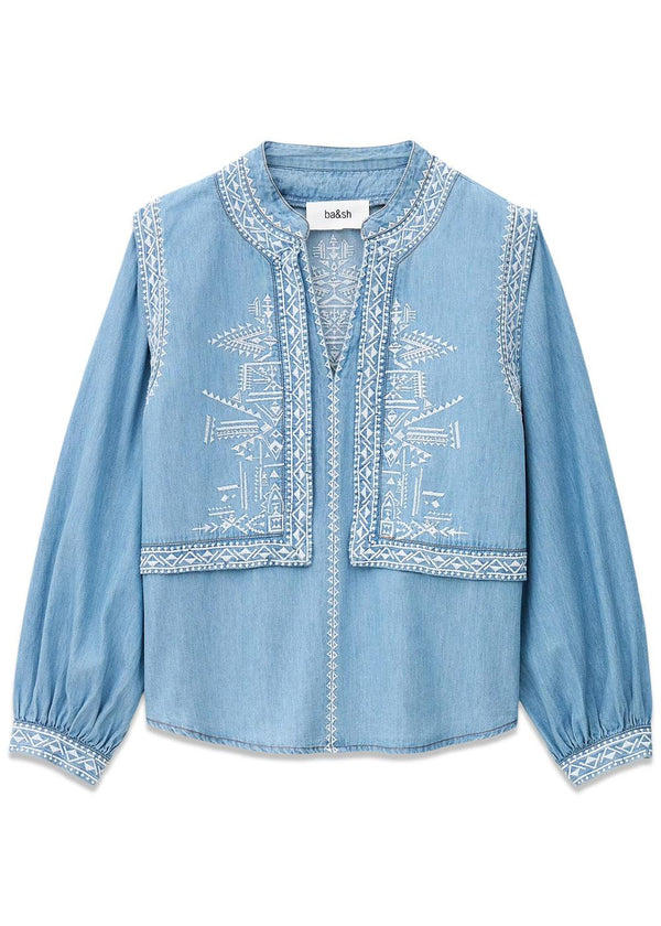 LAURA - Licht gebruikte blauwe blouses-Ba&sh-Butler Loftet