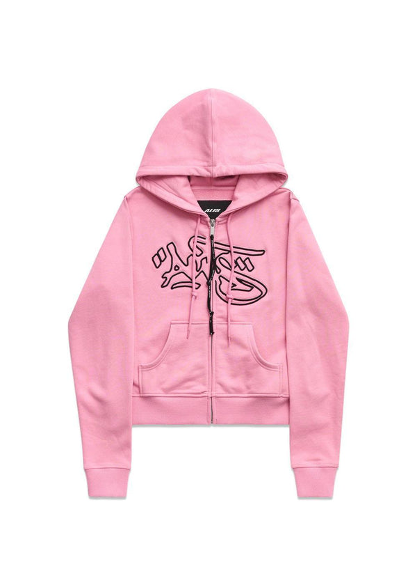 LAUREN TIGHT FIT HOODIE MET BORDUURSEL - Effen roze-Hoodies-ALIS-Butler Loftet