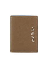 LEATHER BIFOLD WALLET WITH MARNI MENDING - Brown/Blue-Wallet/Purse-Marni-Butler Loftet