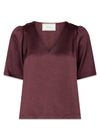 Largo Zware Satijnen Blouse - Bordeaux-Blouses-Neo Noir-Butler Loftet