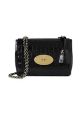 Lily Croc - Zwart Glanzende Kleine Croc-Tassen-Mulberry-Butler Loftet