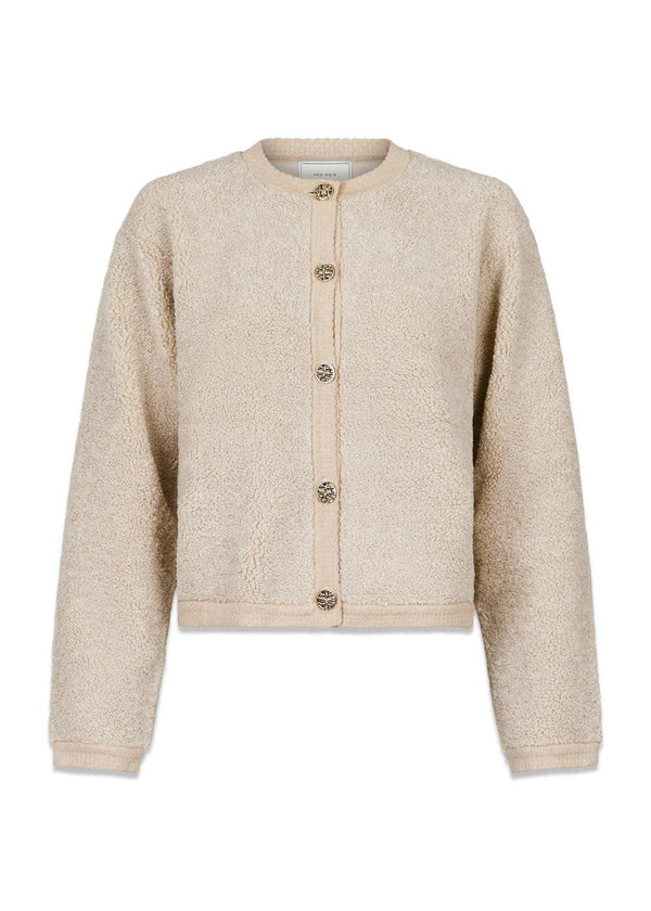 Limo Fluffy Knit Cardigan - Sand-Knitwear-Neo Noir-Butler Loftet