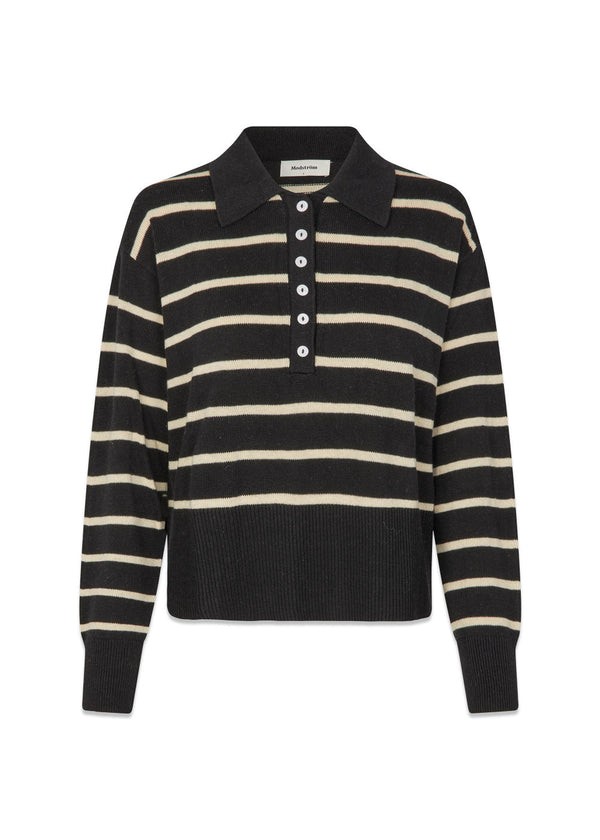 MalvaMD gestreepte polo - Black Summersand Stripe-Knitwear-Modström-Butler Loftet