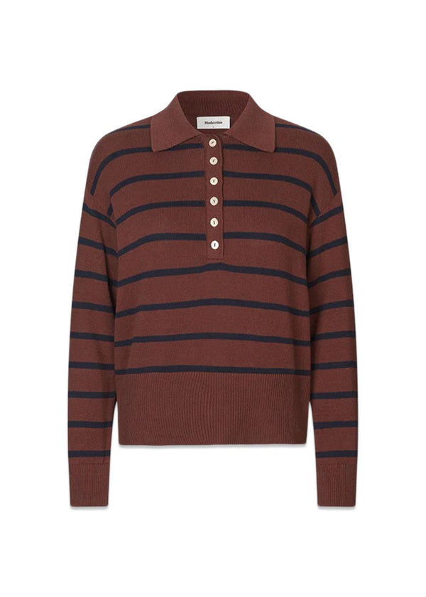 Malvamd stripe polo - Andorra Navy Stripe-Knitwear-Modström-Butler Loftet