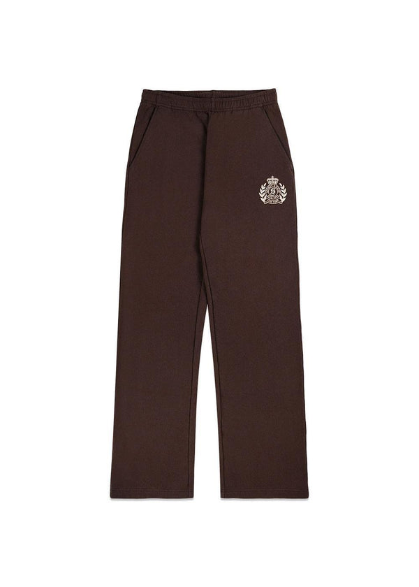 NIEUW Crest Geborduurde Wijde Joggingbroek - Chocolade-Joggingbroek-Sportief & Rijk-Butler Loftet