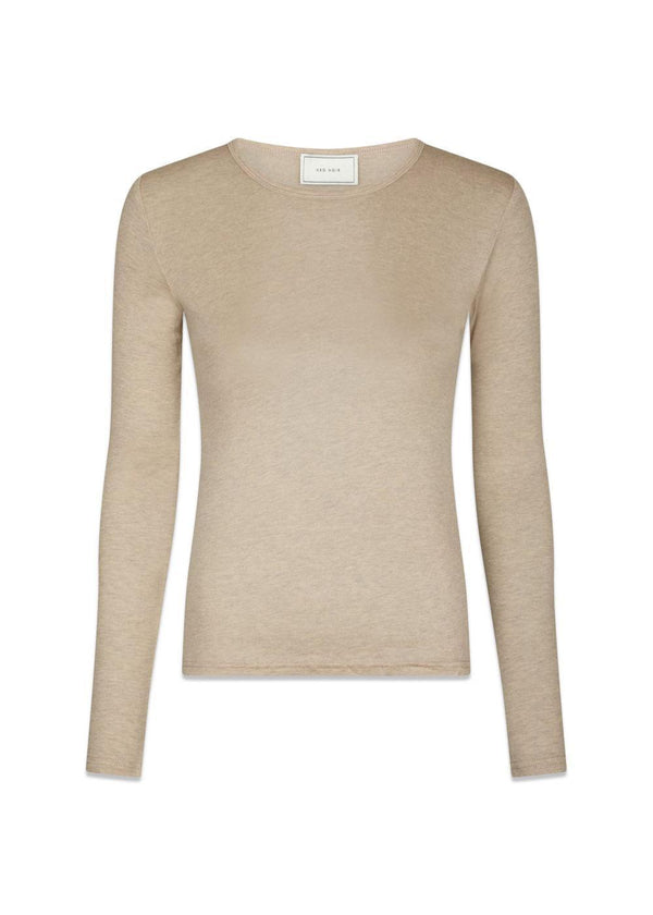 Nella Fijnribblouse - Beige Melange-Blouses-Neo Noir-Butler Loftet