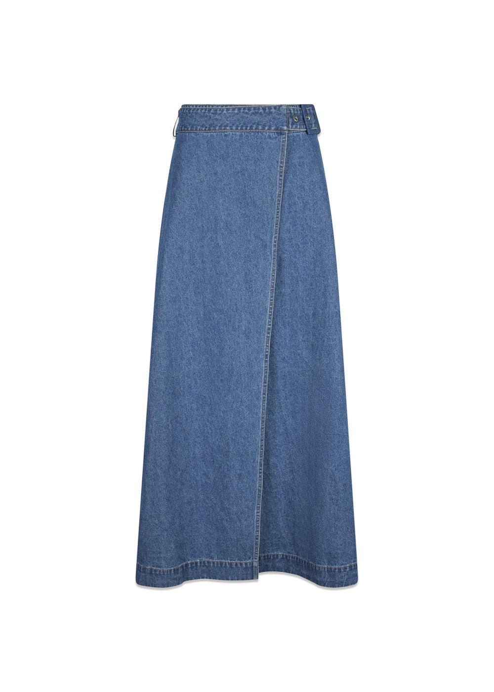 Nina Wrap Denim Skirt - Blue-Skirts-Neo Noir-Butler Loftet