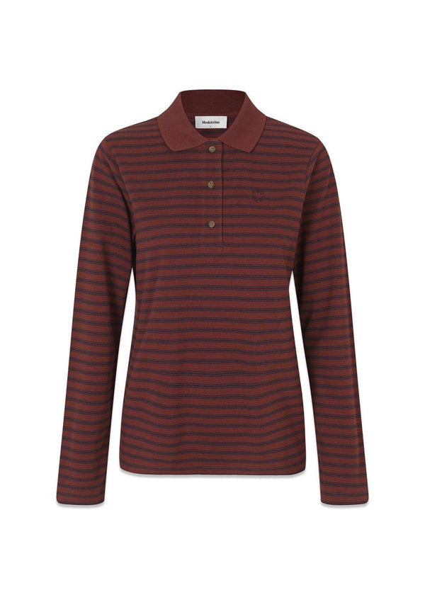 Nobumd LS polo - Andorra Navy Stripe-T-shirts-Modström-Butler Loftet