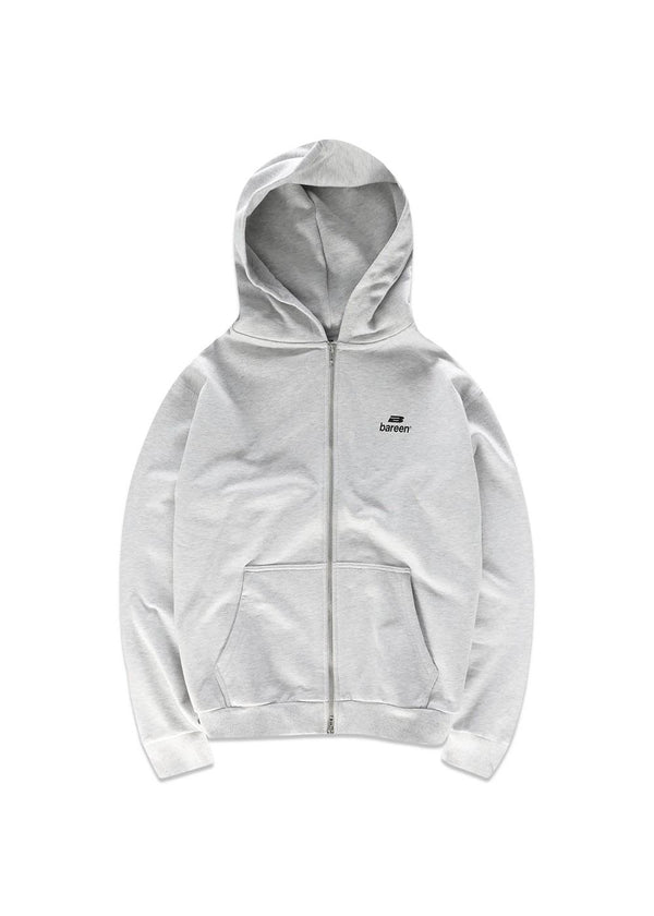 Oversized hoodie met rits en logo - Cloudy Grey-Hoodies-Bareen-Butler Loftet