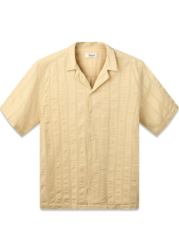 PEER JACQUARD STRIPE REGULAR FIT SS SHIRT - Vintage Geel-Shirts-Forét-Butler Loftet