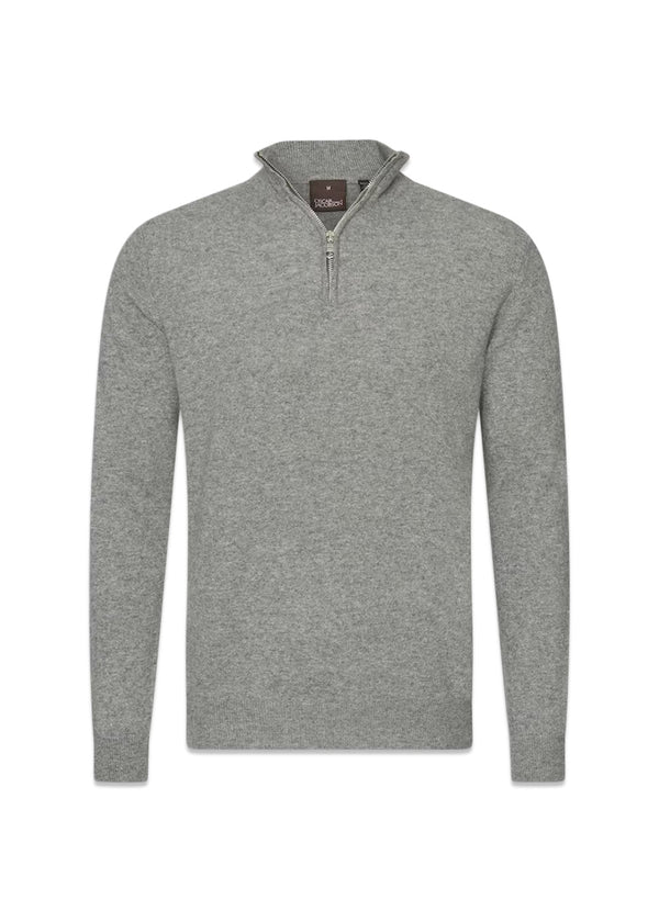Patton Half Zip - Grijs Melange-Knitwear-Oscar Jacobson-Butler Loftet