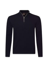 Oscar Jacobson's Patton Half Zip - Marine. Koop hier breiwerk.