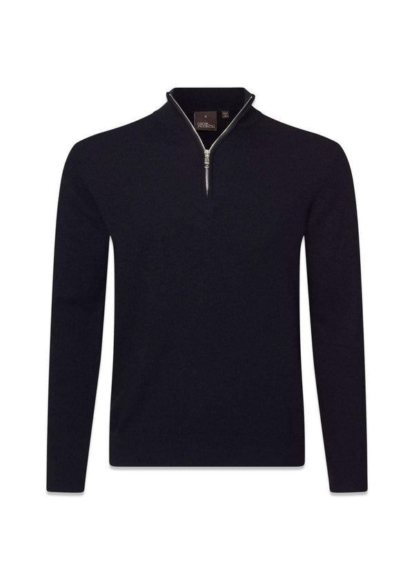 Oscar Jacobson's Patton Half Zip - Marine. Koop hier breiwerk.