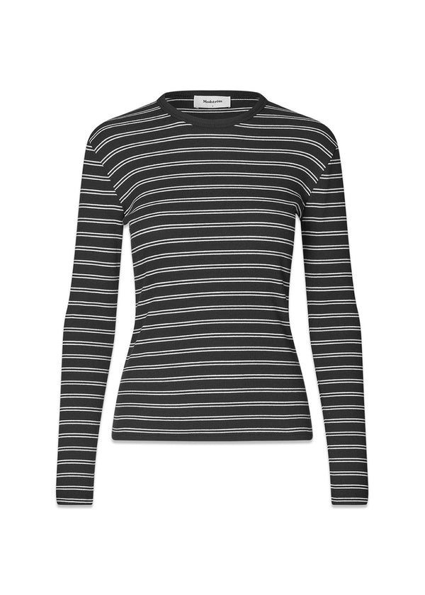 Pilmd LS gestreept t-shirt - Zwart Wit Gestreept-T-shirts-Modström-Butler Loftet