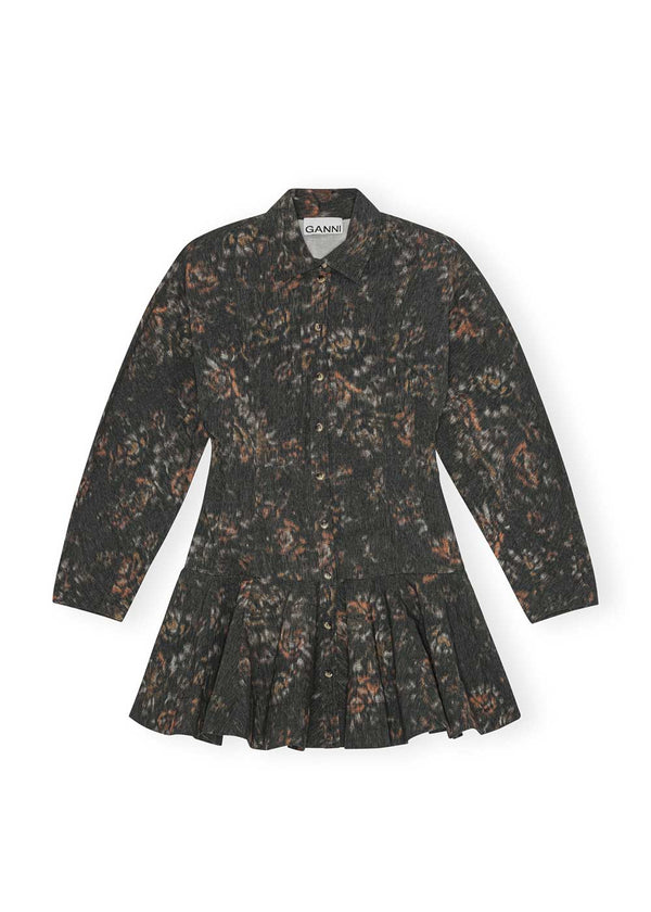 Mini-jurk van stretchkatoen met print en knoop - Phantom-Dress-Ganni-Butler Loftet