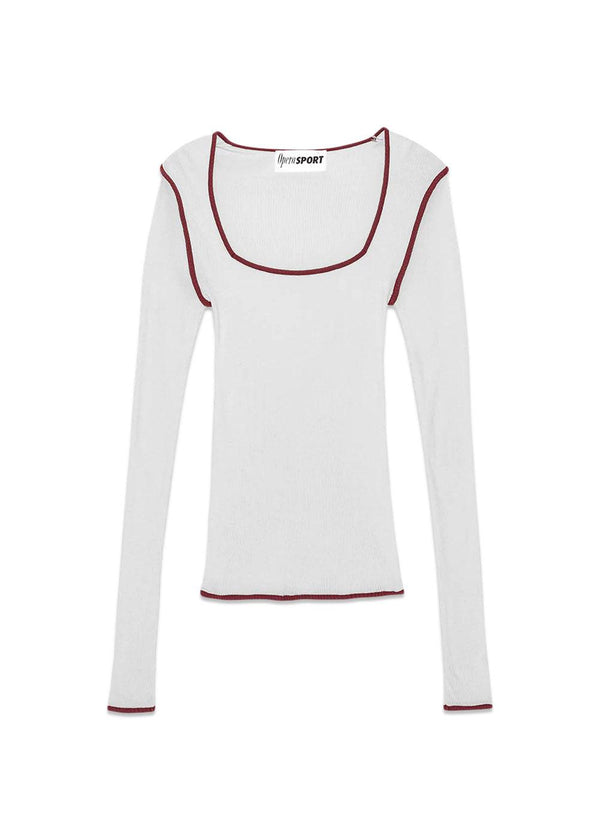 ROSE SEAMLESS TOP - White/Burgundy-T-shirts-OpéraSPORT-Butler Loftet