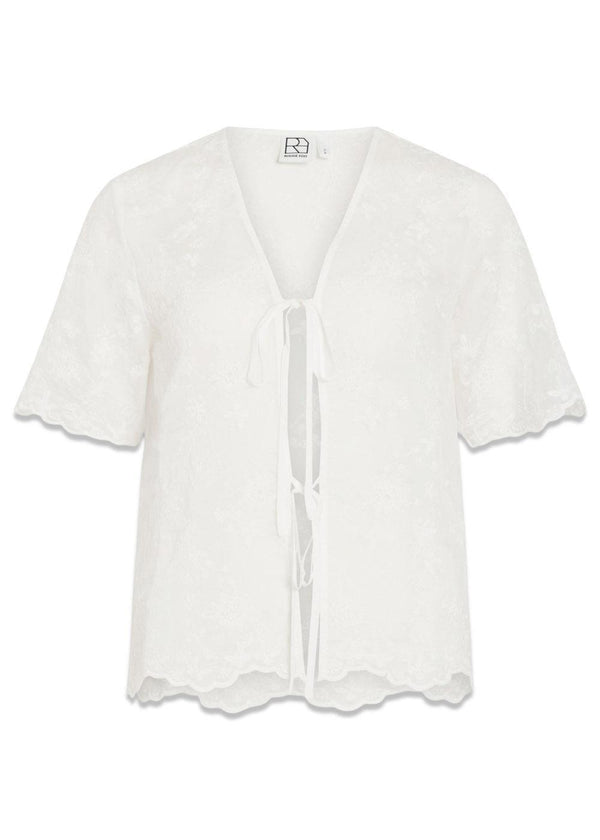 ROUKAIA 2/4 V-HALS TOP - Cloud Dancer-Blouses-ROUGE EDIT-Butler Loftet