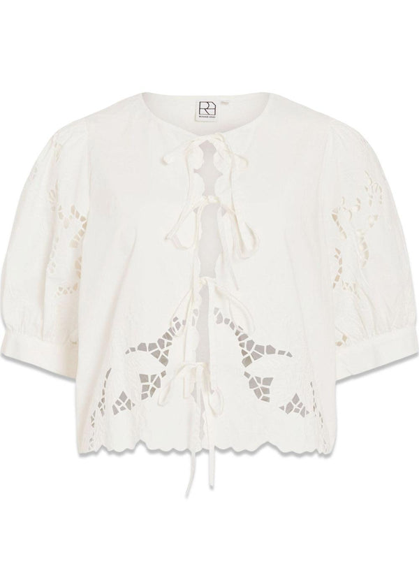 ROUSCARLET 2/4 O-HALS TOP - Wit-Blouses-ROUGE EDIT-Butler Loftet