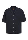 Reg Fit Cuban SS Seersucker overhemd - Navy-Overhemden-Oscar Jacobson-Butler Loftet