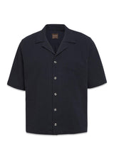 Reg Fit Cuban SS Seersucker overhemd - Navy-Overhemden-Oscar Jacobson-Butler Loftet