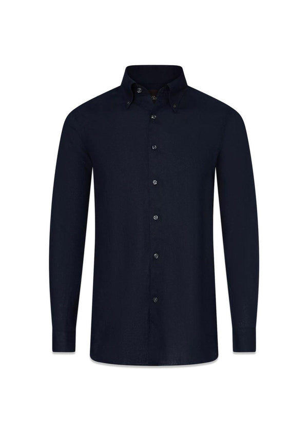 Regular Fit Signature Linnen - Marine-Overhemden-Oscar Jacobson-Butler Loftet