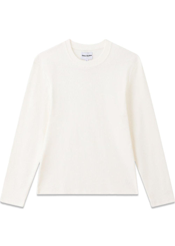 Rib Lange Mouw Wit - Wit-Blouses-Globe Studios-Butler Loftet