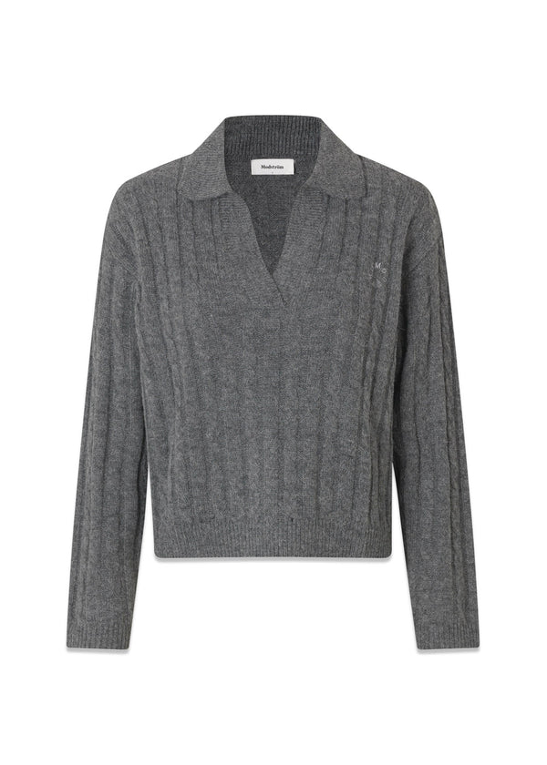 Risemd polo - Donkergrijs Melange-Knitwear-Modström-Butler Loftet