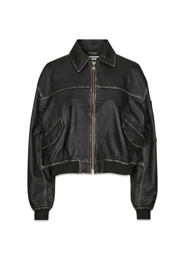 Oval Square's OSRocker Leren Bomber - Vintage Zwart. Koop hier bovenkleding.