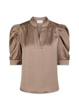 Roella Heavy Sateen Blouse - Dark Taupe-Blouses-Neo Noir-Butler Loftet