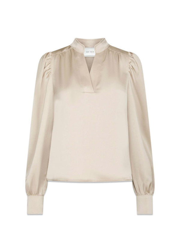 Rosslyn zware satijnen blouse - Champagne-Blouses-Neo Noir-Butler Loftet