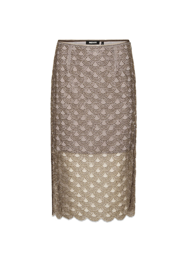 SCALLOP SEQUIN MIDI SKIRT - Gull Grey-rokken-Rotate-Butler Loftet