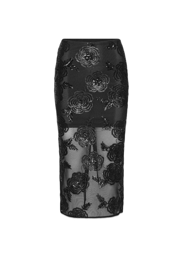 PAILLETTEN MIDI ROK - Zwart-Rokken-Rotate-Butler Loftet
