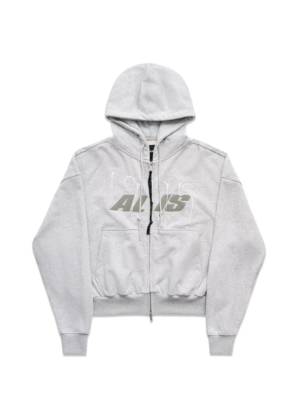 SHEN CROPPED HOODIE W/ RITS - Grijs Melange-Hoodies-ALIS-Butler Loftet