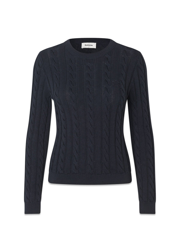 Sabremd o-hals - Navy Sky-Knitwear-Modström-Butler Loftet