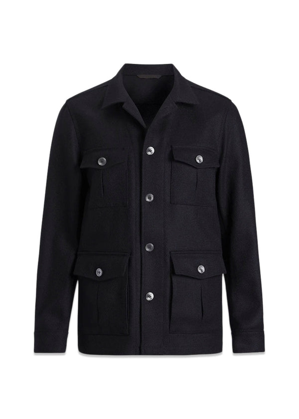 Safari Shirt Jacket - Navy-Outerwear-Oscar Jacobson-Butler Loftet