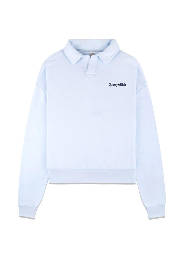 Serif Logo Embroidered Polo - Ciel-Sweatshirts-Sporty & Rich-Butler Loftet