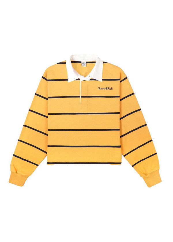 Rugbypolo met Serif-logo - Faded Gold/Wit/Donker Marine-Blouses-Sportief en rijk-Butler Loftet