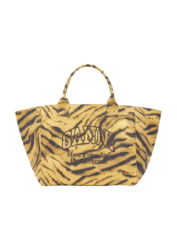 Shopper XXL Pocket Print Zebra - Kaki-Bags-Ganni-Butler Loftet