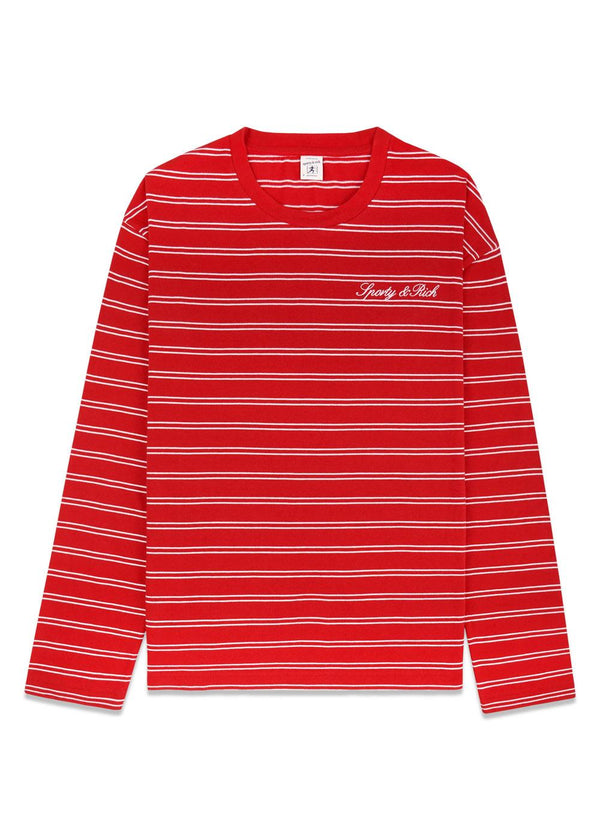 Signature Logo Easy Longsleeve - Ruby/White-T-shirts-Sporty & Rich-Butler Loftet