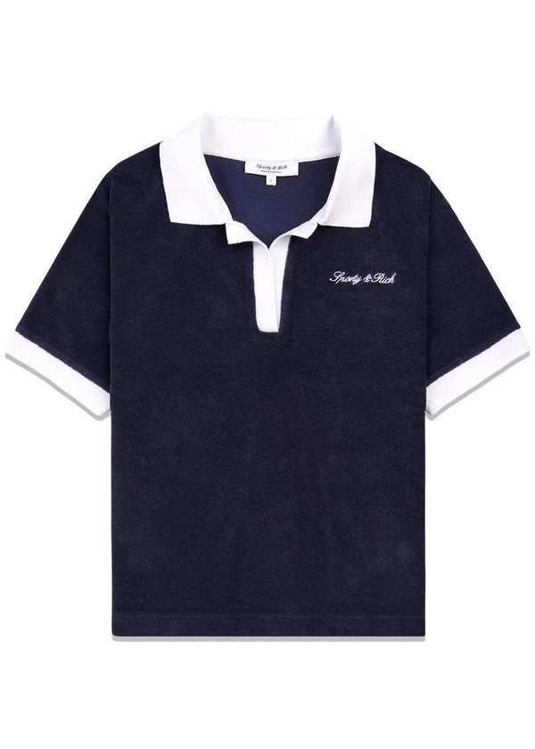 Signature Logo Terry Polo - Dark Navy/White-T-shirts-Sporty & Rich-Butler Loftet