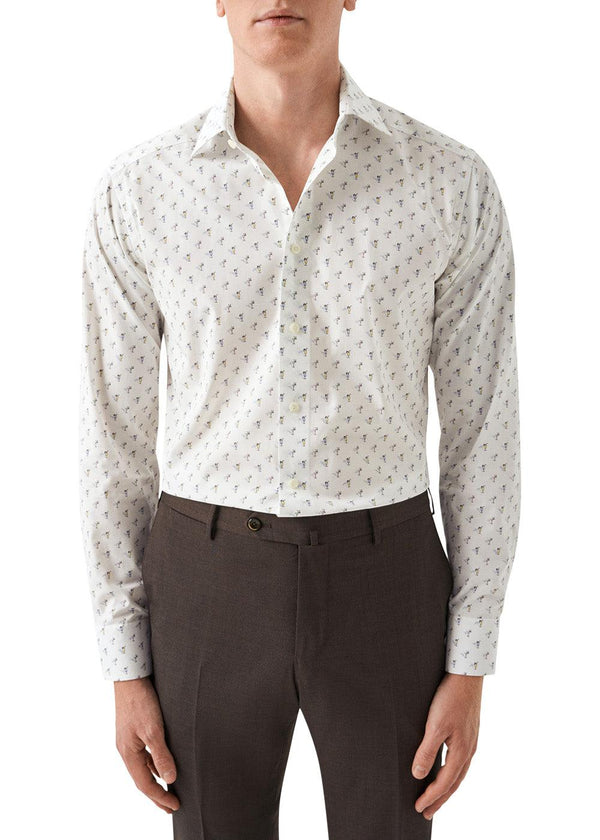 Slank poplin overhemd met drankprint - Wit-Shirts-Eton-Butler Loftet
