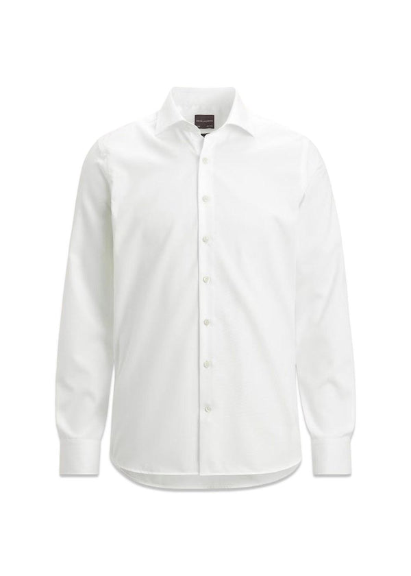 Slim Fit Cut Away strijkvrij Twill overhemd - Optical White-Overhemden-Oscar Jacobson-Butler Loftet