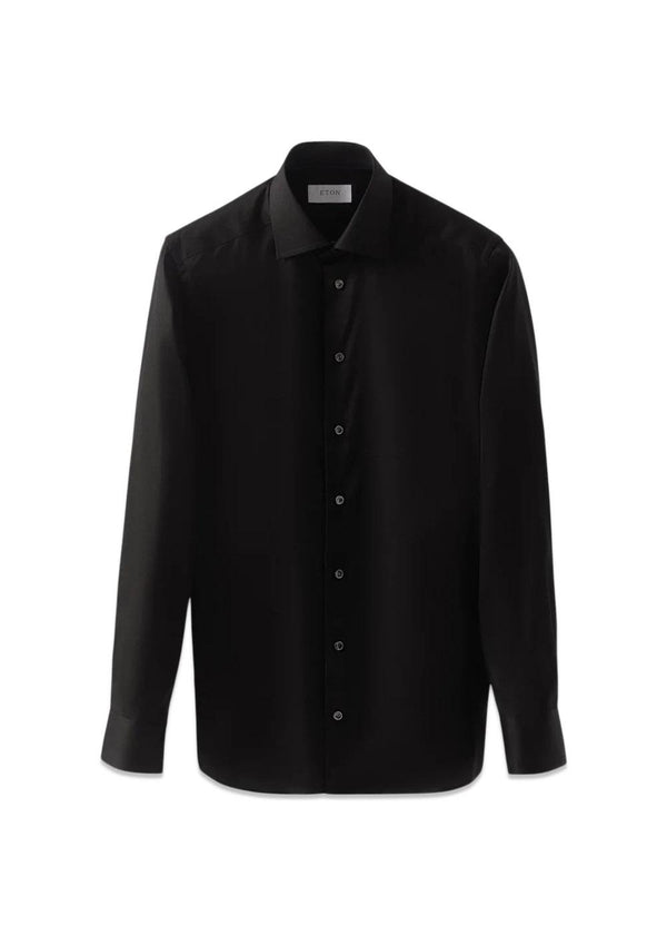 Slim Fit Signature Twill Puntig - Zwart-Overhemden-Eton-Butler Loftet