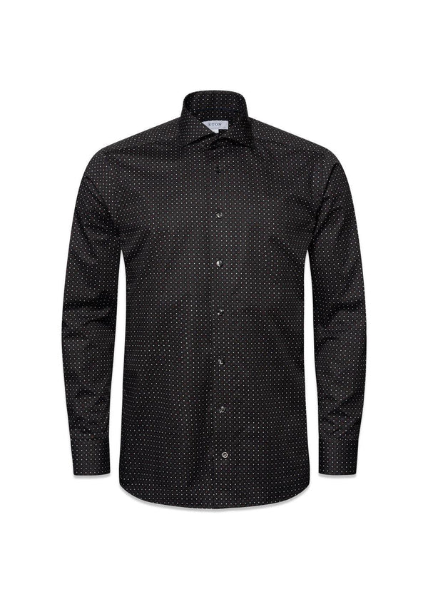 Eton's Slim - Signature Twill met geometrische print - Donkerblauw. Koop hier overhemden.