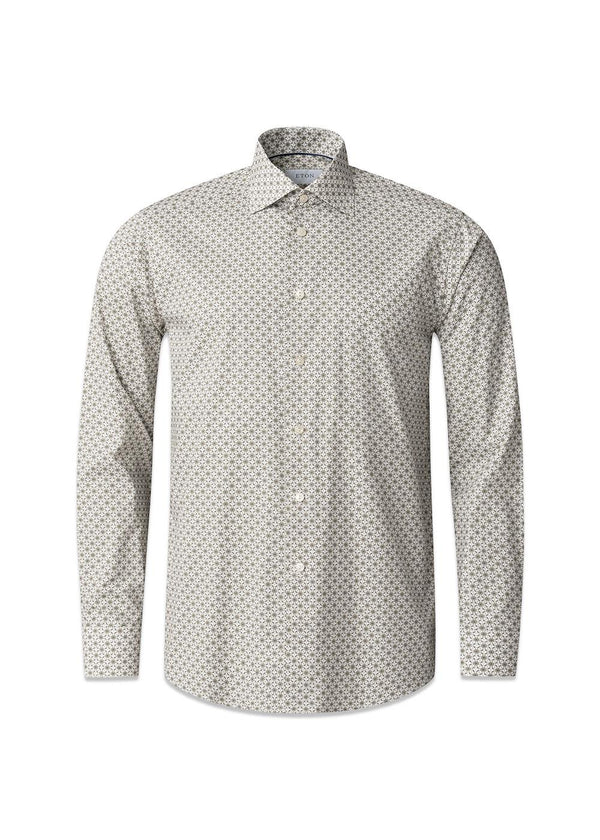Slim - Geometrische kenmerkende twill - Groene print-shirts-Eton-Butler Loftet
